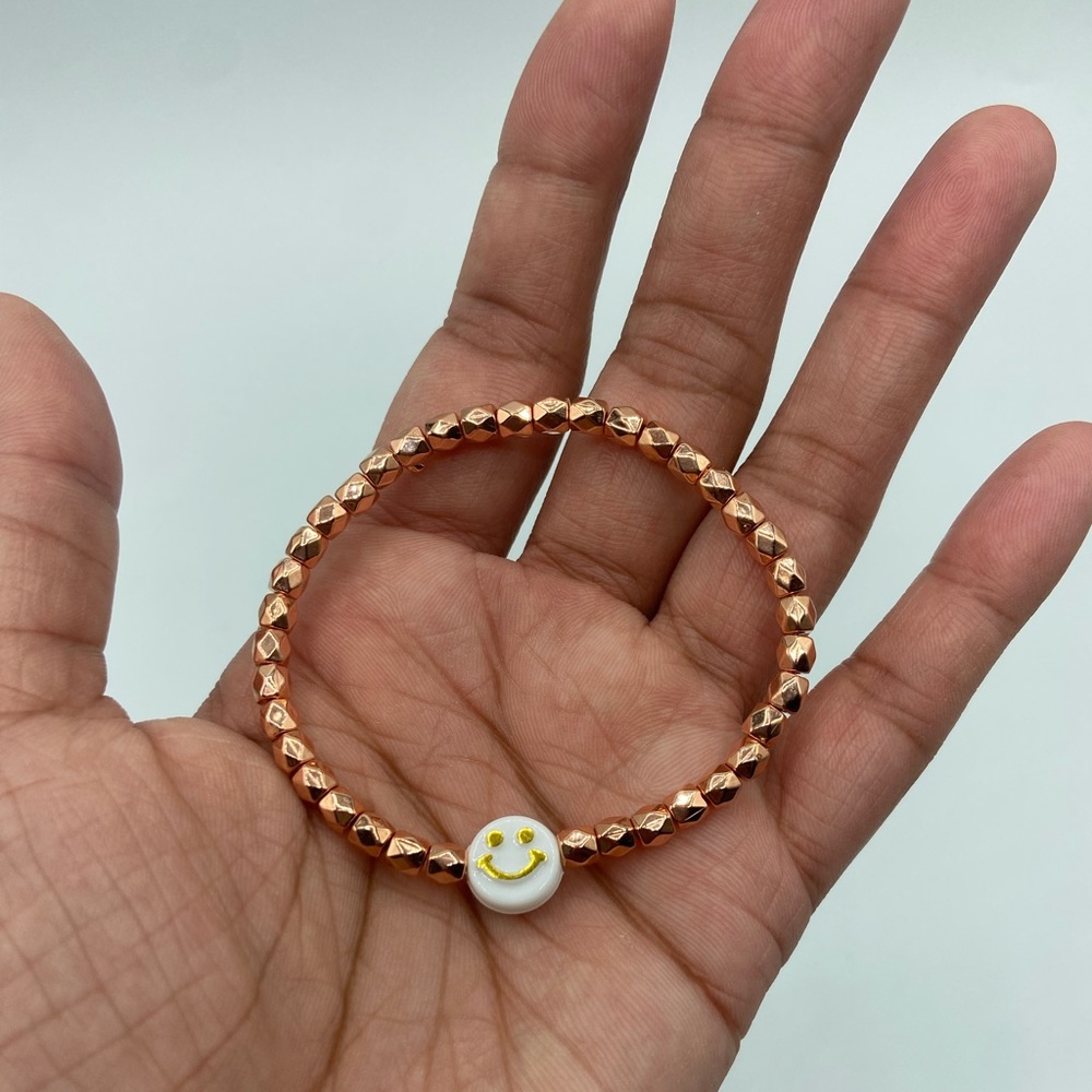 Handmade Trendy Y2K Inspired Copper Coated Stretch Bead Bracelet